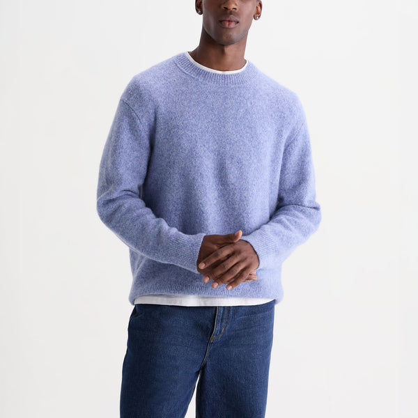 WAX LONDON Wilde Crewneck Fluffy Wool Blend Jumper in Pale Blue