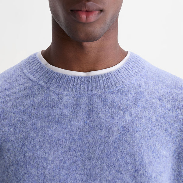 WAX LONDON Wilde Crewneck Fluffy Wool Blend Jumper in Pale Blue