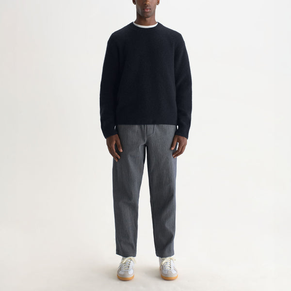 WAX LONDON Wilde Crewneck Fluffy Wool Blend Jumper in Navy