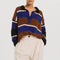 TINSELS Winner 1/2 Button Up Stripe Jumper in Brown