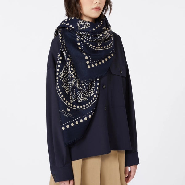 WEEKEND MAX MARA WKAeducata Wool & Silk Stole in Midnight Blue