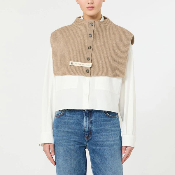WEEKEND MAX MARA WKApiroga Cashmere Button Up Collar in Beige