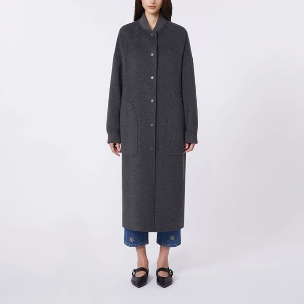 WEEKEND MAX MARA WKDAlamaro Long Wool Coat in Dark Grey