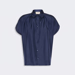 WEEKEND MAX MARA WKDCrine Loose Habotai Silk Shirt in Navy