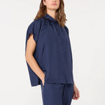 WEEKEND MAX MARA WKDCrine Loose Habotai Silk Shirt in Navy