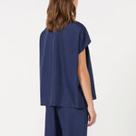 WEEKEND MAX MARA WKDCrine Loose Habotai Silk Shirt in Navy