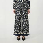 WEEKEND MAX MARA WKDOttico Fluid Printed Silk Trousers in Navy