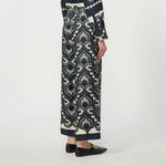 WEEKEND MAX MARA WKDOttico Fluid Printed Silk Trousers in Navy