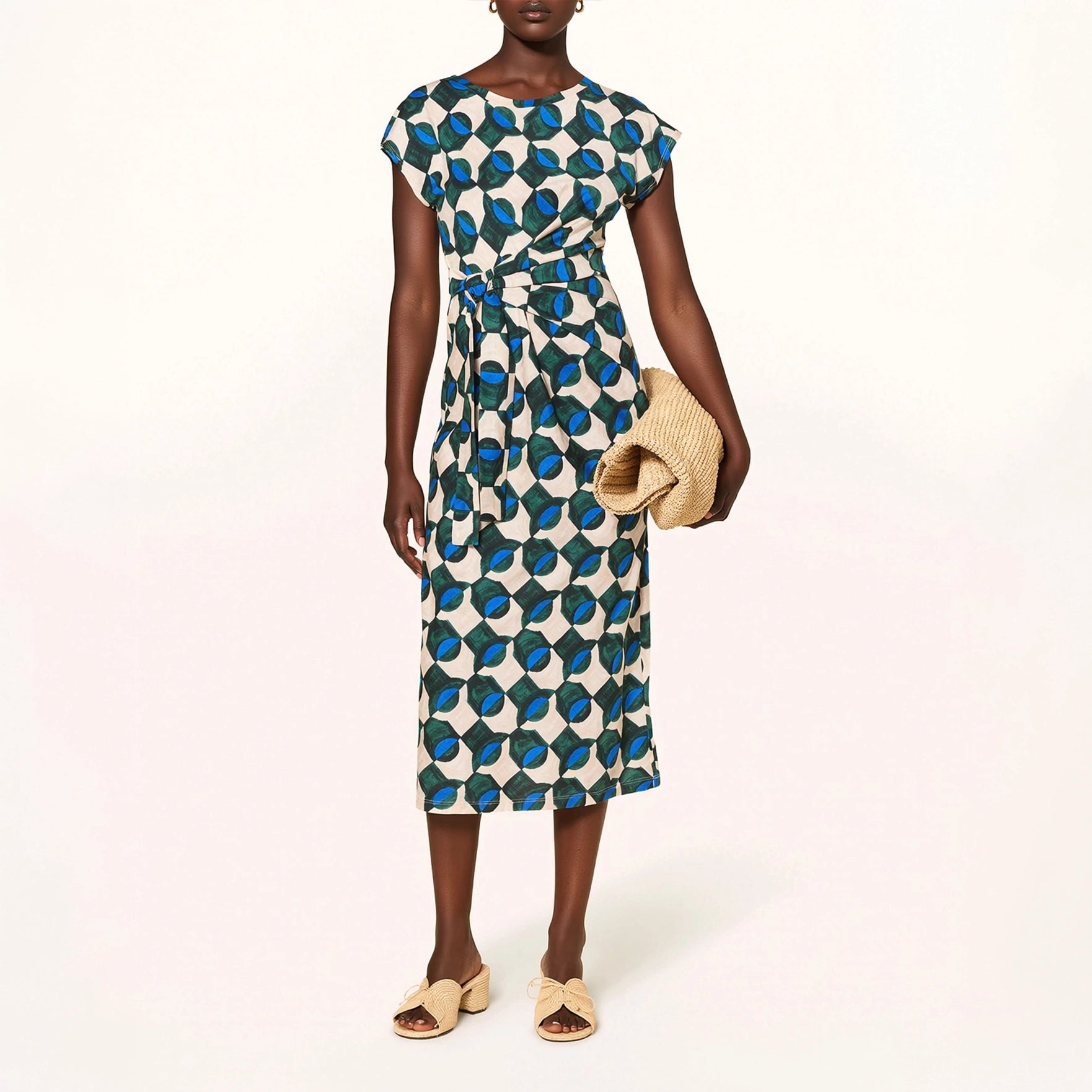 WEEKEND MAX MARA WKDSaggio Cotton Jersey Printed Midi Dress in Green