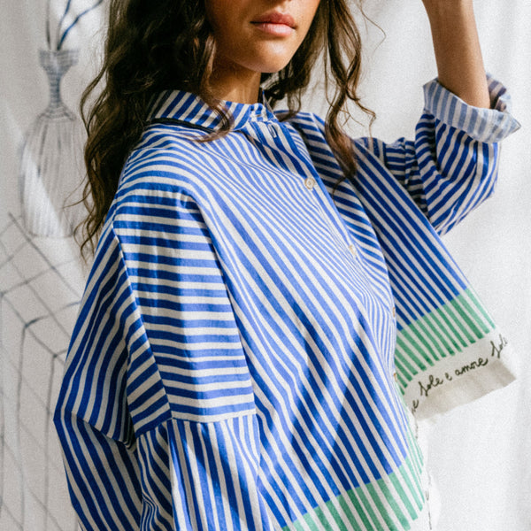 TINSELS Wood Amore Striped Shirt in Blue
