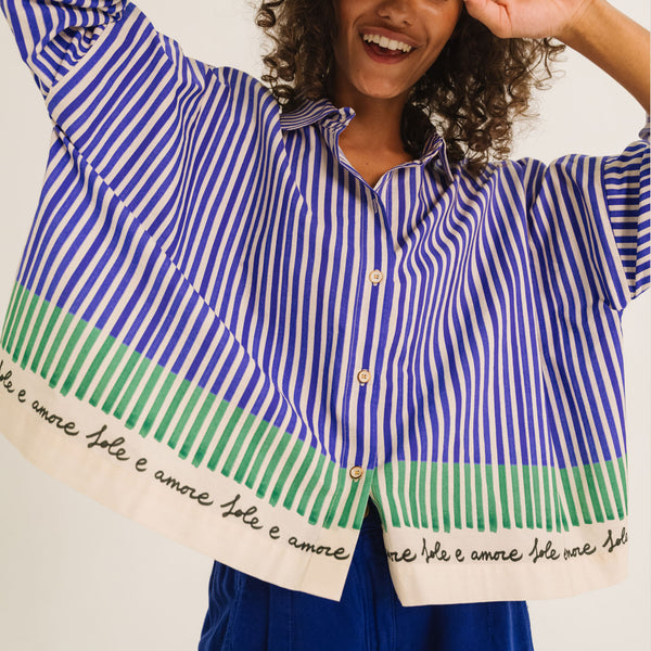 TINSELS Wood Amore Striped Shirt in Blue