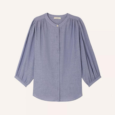 SESSUN A View With Puff Sleeves Chambray Blue