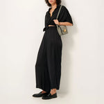 SESSUN Isla Night Wide Leg Elastic Pants in Black