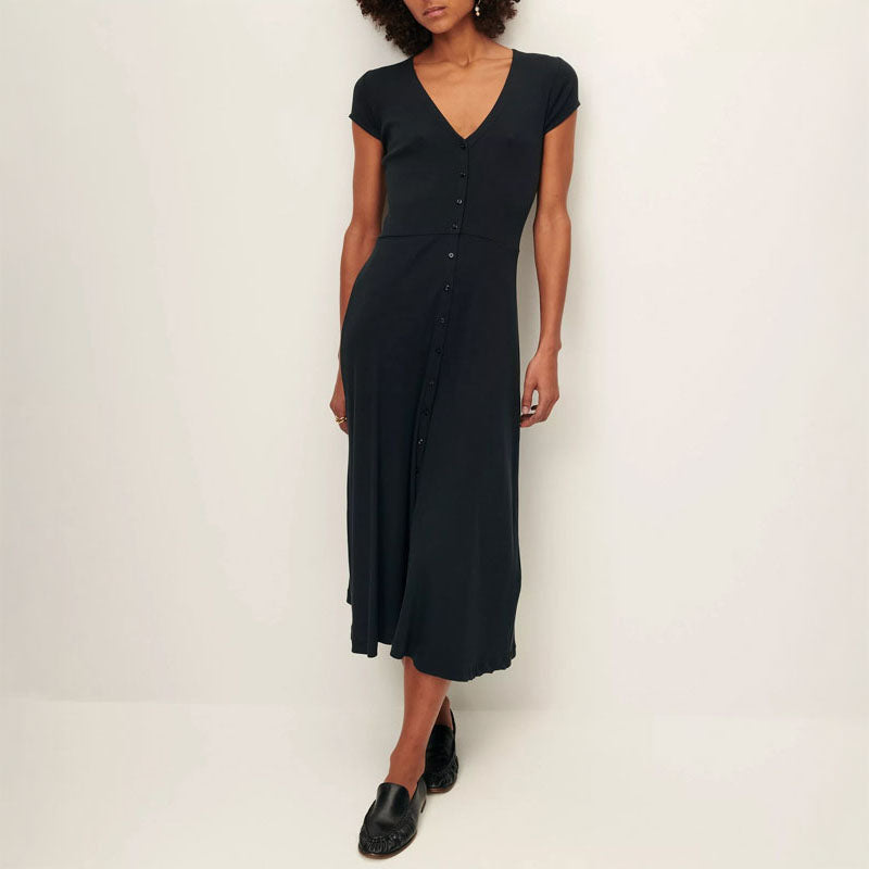 SESSUN Nea Buttoned Midi Dress in Moonless