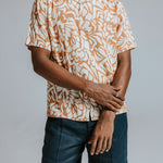 WAX LONDON Didcot Short Sleeve Shirt in Tan/Beige