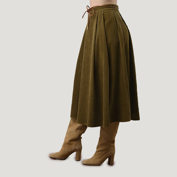 ORFEO Waylon Cord Skirt in Khaki
