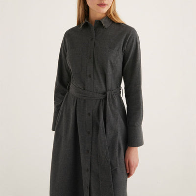 ROSSO35 Wool Flannel Dress in Dark Grey