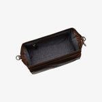 LOAKE Thames Leather Wash Bag in Brown