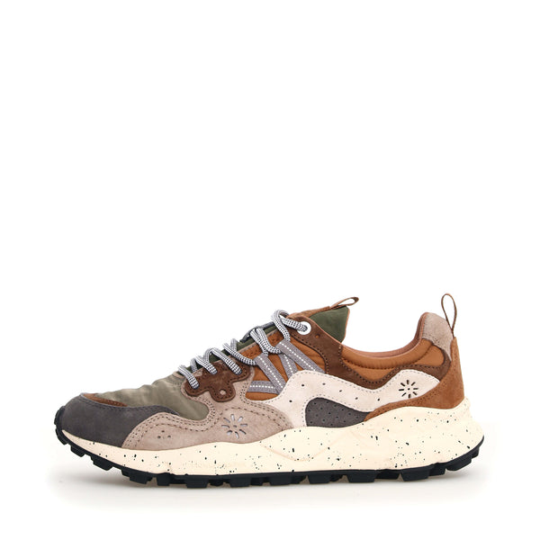 FLOWER MOUNTAIN Yamano 3 Mens Suede/Nylon Trainers in Grey/Onion