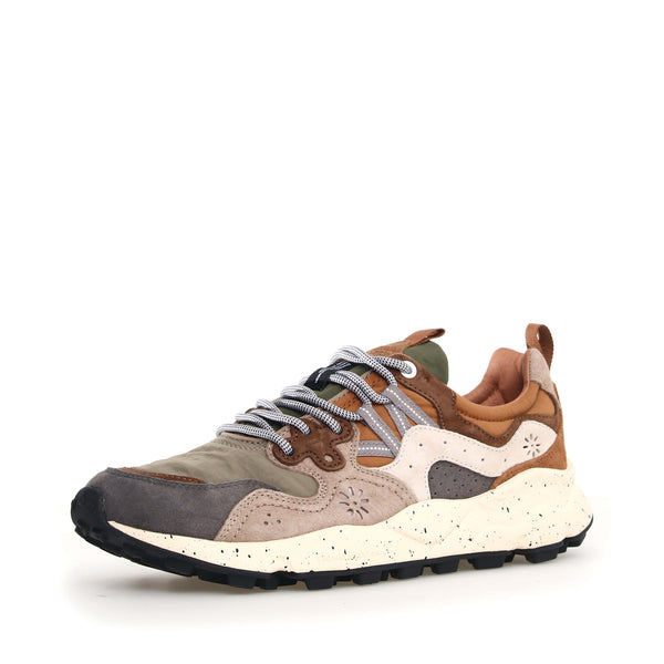 FLOWER MOUNTAIN Yamano 3 Mens Suede/Nylon Trainers in Grey/Onion