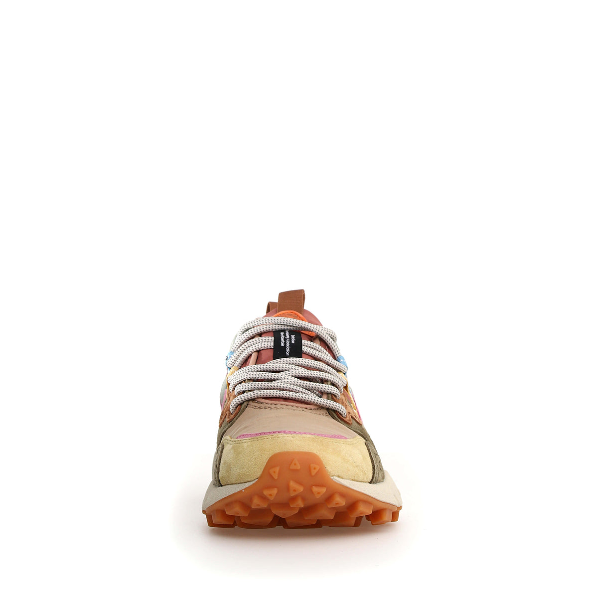 FLOWER MOUNTAIN Yamano 3 Womens Suede/Nylon Trainers in Cream/Taupe/Military