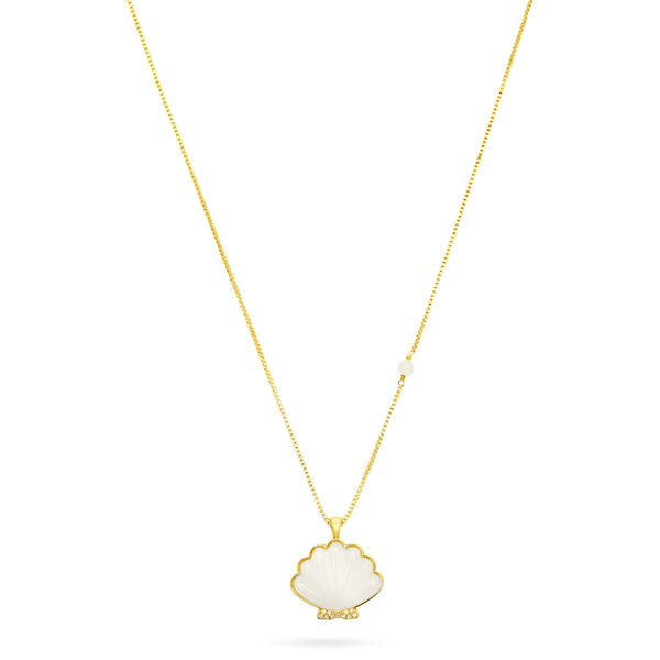 TALIS CHAINS Shell Pendant Necklace in White Jade