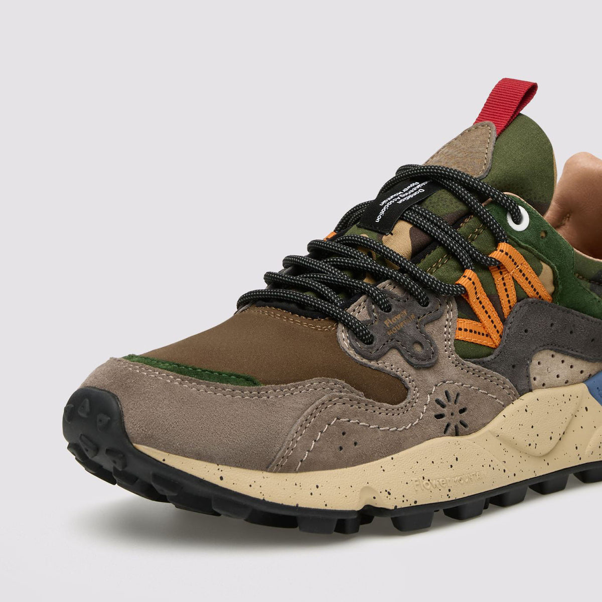 FLOWER MOUNTAIN Yamano 3 Mens Suede/Nylon Trainers in Dark Grey/Anthracite/Black