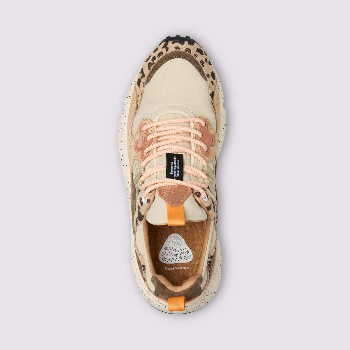 FLOWER MOUNTAIN Yamano 3 Womens Suede/Print/Nylon Trainers in Beige/Milk/Light Brown