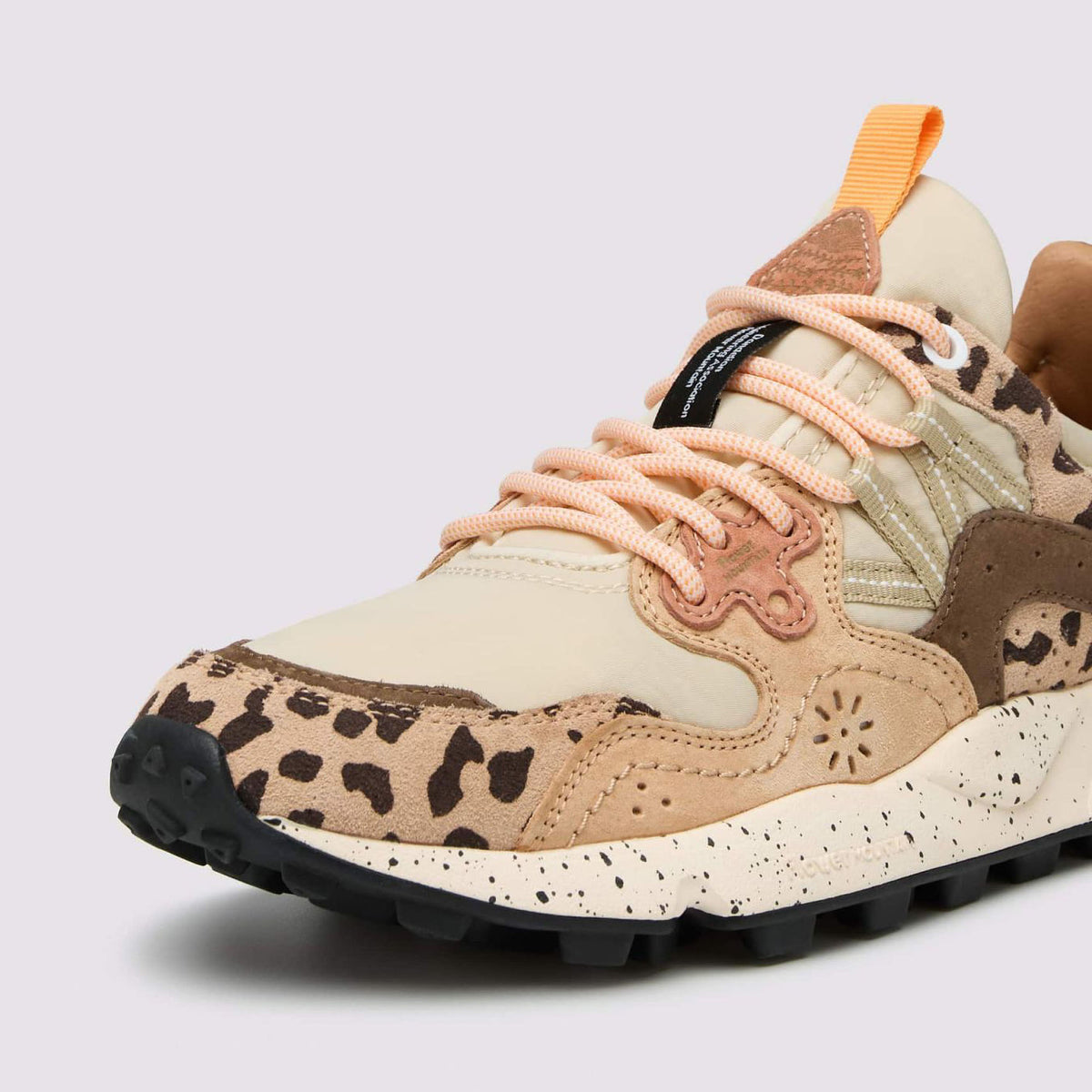 FLOWER MOUNTAIN Yamano 3 Womens Suede/Print/Nylon Trainers in Beige/Milk/Light Brown