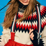 JUMPER 1234 Nordic Yoke Roll Collar Jumper in Midnight Navy/Jasmine/Akane