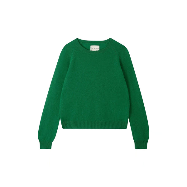 JUMPER 1234 Cashmere Crop Crew Neck Jumper in Olive Green