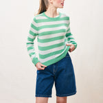 JUMPER 1234 Stripe Crew Neck Cashmere Jumper in Fresh Green Noor