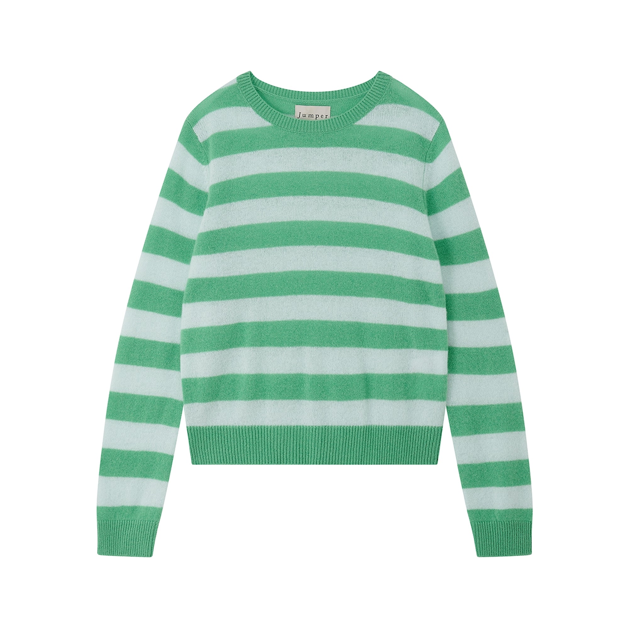 JUMPER 1234 Stripe Crew Neck Cashmere Jumper in Fresh Green Noor