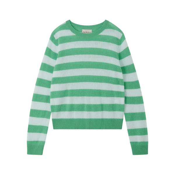 JUMPER 1234 Stripe Crew Neck Cashmere Jumper in Fresh Green Noor