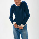 JUMPER1234 Contrast Crew Round Neck Jumper in Dune Navy