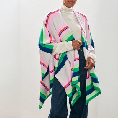 JUMPER 1234 Cabana Stripe Wrap Cardigan in Multi
