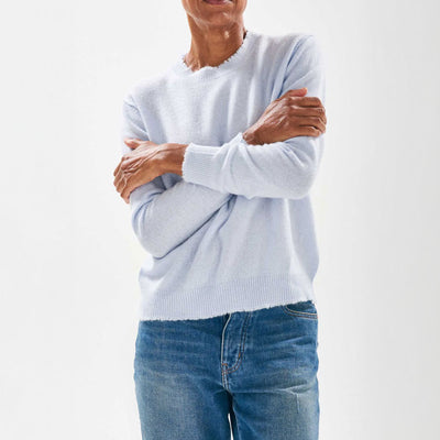 JUMPER1234 Distressed Crew in Pale Blue