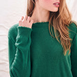 JUMPER 1234 Distressed Crew Neck Cashmere Jumper in Olive Green