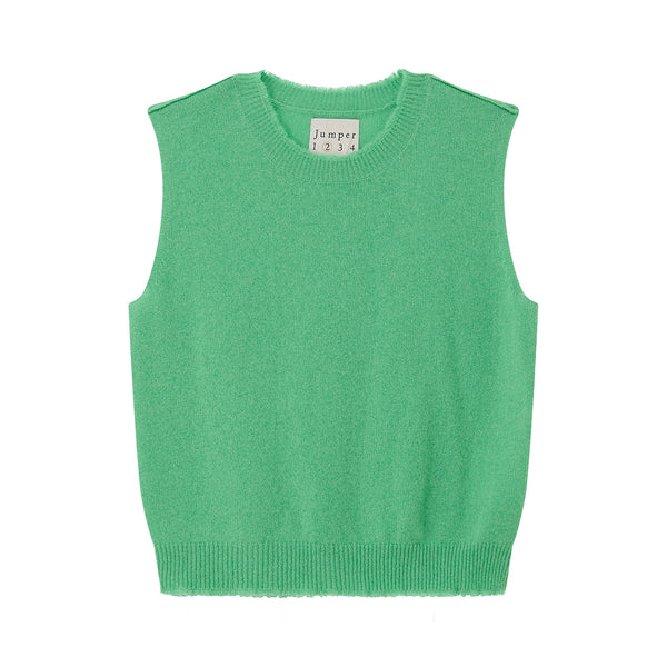 JUMPER 1234 Distressed Cashmere Tank in Fresh Green