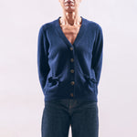 JUMPER 1234 Cashmere Bow Pocket Cardigan in Navy