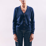 JUMPER 1234 Cashmere Bow Pocket Cardigan in Navy