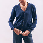 JUMPER 1234 Cashmere Bow Pocket Cardigan in Navy