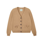 JUMPER 1234 Cashmere Bow Pocket Cardigan in Camel
