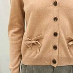 JUMPER 1234 Cashmere Bow Pocket Cardigan in Camel