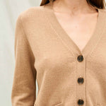 JUMPER 1234 Cashmere Bow Pocket Cardigan in Camel