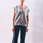 JUMPER 1234 Boyfriend Button Vest in Cloudy