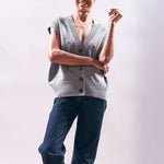 JUMPER 1234 Boyfriend Button Vest in Cloudy