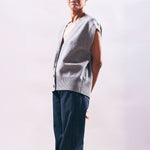 JUMPER 1234 Boyfriend Button Vest in Cloudy