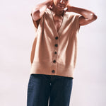 JUMPER 1234 Boyfriend Button Vest in Cloudy