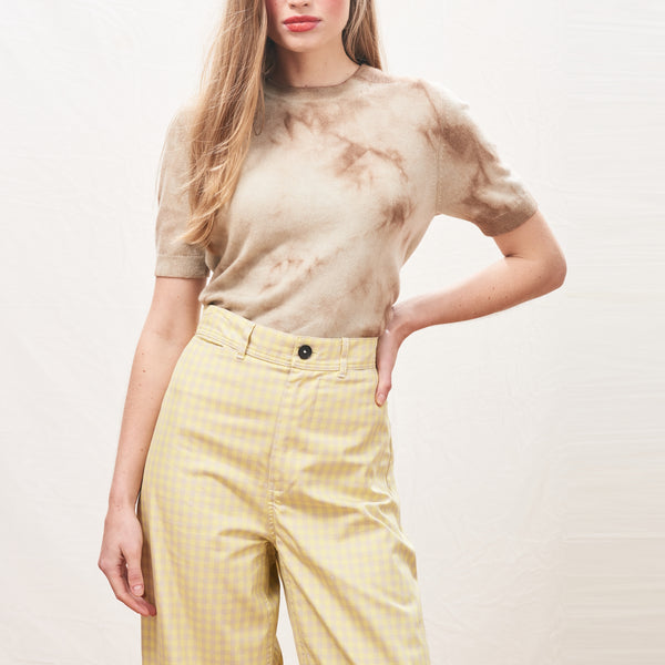 JUMPER 1234 Batik Cashmere Knit T-Shirt in Jasmine/Sandstone